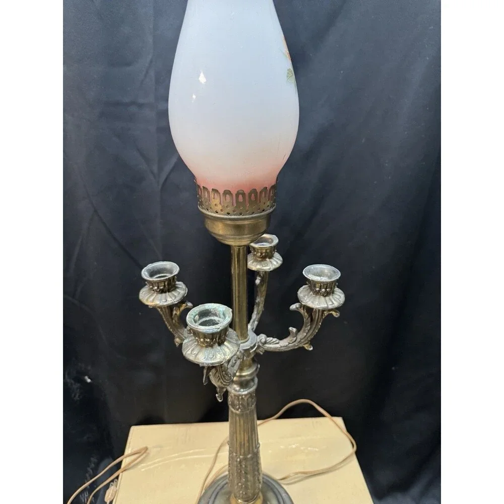 Vintage Hurricane Lamp With 4 Candle Holders. Works Perfectly!